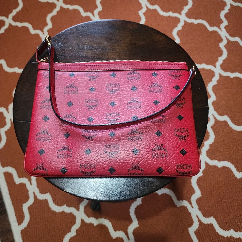 MCM Red Clutch with Black Accents